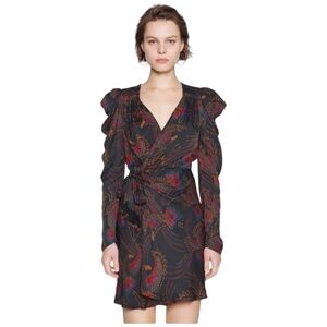 Farm Rio Sequin Toucans Mini Wrap Dress NWT Black Multi Size XS